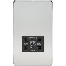 MLA Knightsbridge Polished Chrome Dual Voltage Shaver Socket with Black Insert