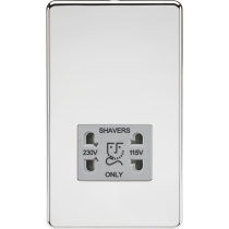 MLA Knightsbridge Polished Chrome Dual Voltage Shaver Socket with Grey Insert