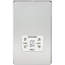 MLA Knightsbridge Polished Chrome Dual Voltage Shaver Socket with White Insert