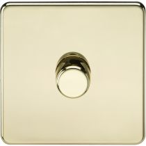 MLA Knightsbridge Screwless 1 Gang 2-way 10-200W (5-150W LED) Intelligent Dimmer Polished Brass