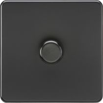 MLA Knightsbridge Screwless 1 Gang 2-way 10-200W (5-150W LED) Intelligent Dimmer Matt Black