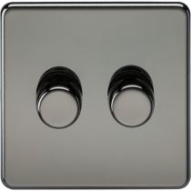 MLA Knightsbridge Screwless 2 Gang 2-way 10-200W (5-150W LED) Intelligent Dimmer Black Nickel | Lightsave