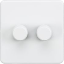 MLA Knightsbridge Screwless 2 Gang 2-way 10-200W (5-150W LED) Intelligent Dimmer Matt White