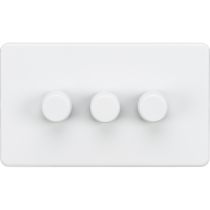 MLA Knightsbridge Screwless 3 Gang 2-way 10-200W (5-150W LED) Intelligent Dimmer Matt White