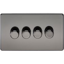 MLA Knightsbridge Screwless 4 Gang 2-way 10-200W (5-150W LED) Trailing Edge Dimmer Black Nickel 