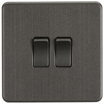 MLA Knightsbridge Screwless Smoked Bronze 2 Gang 2-Way Switch