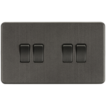 MLA Knightsbridge Screwless Smoked Bronze 4 Gang 2-Way Switch