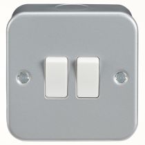 ML Knightsbridge M3000 Metal Clad Single Pole 2 Gang 2 Way Switch IP20 10A 230V