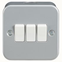 ML Knightsbridge M4000 Metal Clad Single Pole 3 Gang 2 Way Switch IP20 10A 230V