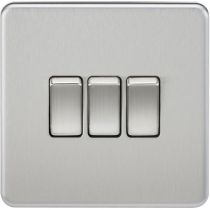 MLA Screwless 10AX 3G 2-Way Switch - Brushed Chrome