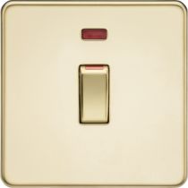 MLA Screwless 45A 1G DP Switch with Neon - Polished Brass