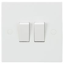 MLA Knightsbridge SN3000 (10 PACK) Square Edge White Plastic 2 Gang 2 Way Plate Light Switch 10A