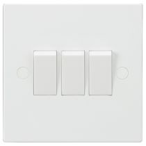 MLA Knightsbridge SN4000 (10 PACK) Square Edge White Plastic 3 Gang 2 Way Plate Light Switch 10A