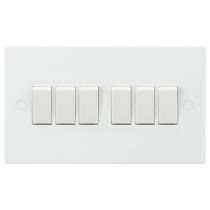 MLA Knightsbridge SN4200 (5 PACK) Square Edge White Plastic 6 Gang 2 Way Plate Light Switch 10A
