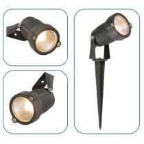 MLA Knightsbridge SPIKE4BK Black Aluminium LED Wall or Spike Spotlight Warm White IP54 4W 230V