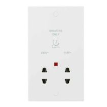 ML Knightsbridge SN8900N Square Edge White Plastic Dual Voltage Shaver Socket w/ Neon 115/230V