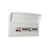 MK Sentry 10 Way Metal Dual Split Consumer Unit 2 x 63A RCDs c/w 10 MCB's