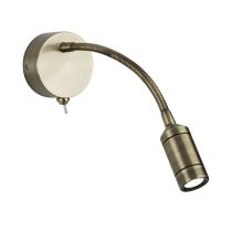 Searchlight 2256AB Flexy 1W Antique Brass 3000K LED Wall / Reading Light