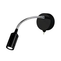 Searchlight 2256BK Flexy 1W Chrome and Matt Black 3000K LED Wall / Reading Light 