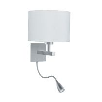 Searchlight 3550SS Satin Silver with White Fabric Shade Picture Light with LED Reading Light 