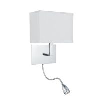 Searchlight 6519CC Chrome with White Shade Wall Light with LED Reading Light
