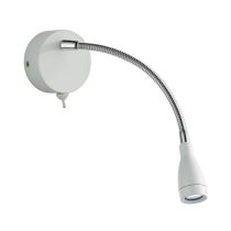 Searchlight 9917WH Flexy 1W Chrome and White 3000K LED Wall / Reading Light