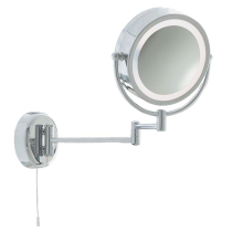 Searchlight Illuminating Chrome Bathroom Mirror with Swing Arm