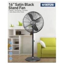 Status 16 Inch Oscillating Pedestal Floor Fan Satin Black