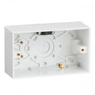 ML Knightsbridge SN1600 Square Edge White Double 2 Gang 47mm Pattress Box with Earth Terminal