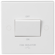 ML Knightsbridge SN1100 Square Edge White Plastic Triple Pole Fan Isolator Switch 10A