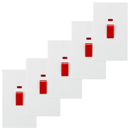 Knightsbridge SN8332N (10 Pack) Square Edge White 45A DP Switch with Neon (2G Size) - Red Rocker