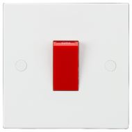 ML Knightsbridge SN8331 Square Edge White Plastic 1G Size Double Pole Cooker Switch 45A