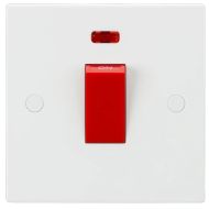 ML Knightsbridge SN8331N (10 PACK) Square Edge White 1G Size Double Pole Cooker Switch with Neon 45A
