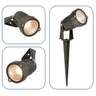 MLA Knightsbridge SPIKE4BK Black Aluminium LED Wall or Spike Spotlight Warm White IP54 4W 230V