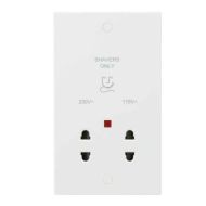 ML Knightsbridge SN8900N Square Edge White Plastic Dual Voltage Shaver Socket w/ Neon 115/230V
