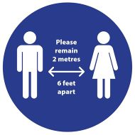 Social Distancing Floor Sticker Grey or Blue 300mm