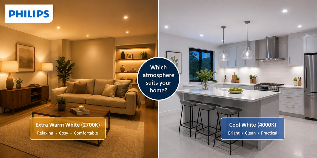 Creating the desired atmosphered with light colour temperature comparison