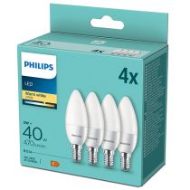 4 Pack Philips LED 5w Frosted Candle E14/SES