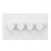 ML Knightsbridge SN2164 Square Edge White Plastic 4 Gang LED Ready Leading Edge Dimmer Switch