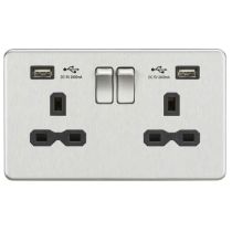 MLA Knightsbridge Screwless 13A 2G Switched Socket With Dual USB Charger