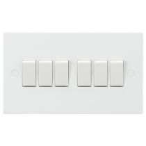 ML Knightsbridge SN4200 Square Edge White Plastic 6 Gang 2 Way Plate Light Switch 10A
