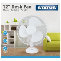Status 12 Inch Oscillating Desk Fan - White