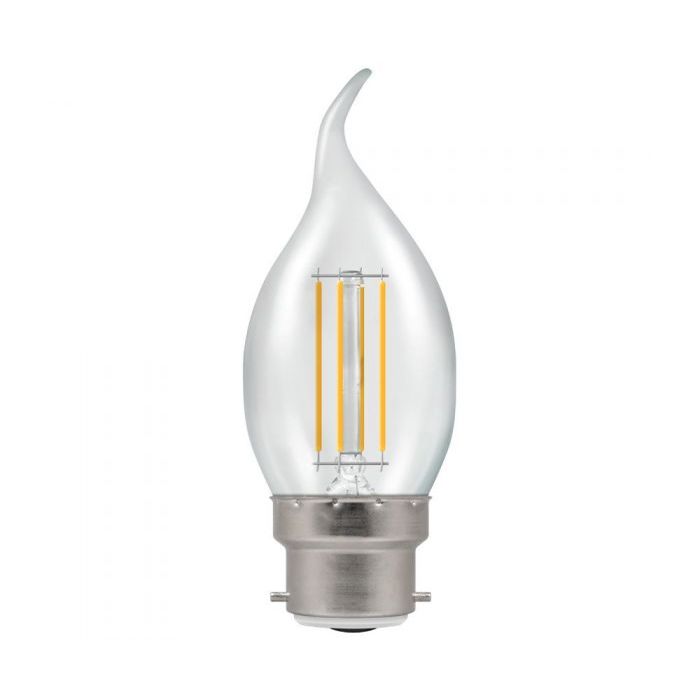 Crompton 5W BC Dimmable LED Candle Filament Clear Bent Tip