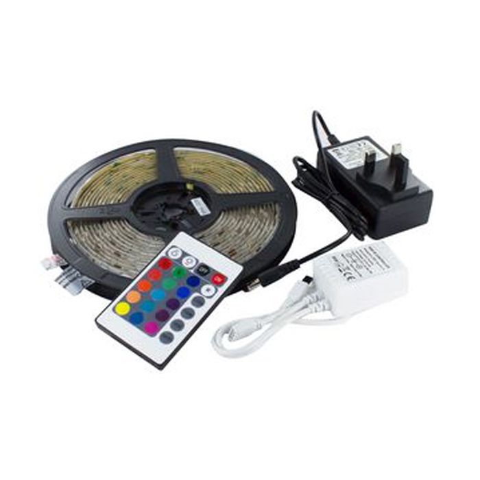 Integral RGB Plug & Play Colour Changing LED Strip Set - 5M RGB Kit 30LEDs/M, IR controller, EU Wall mounted driver