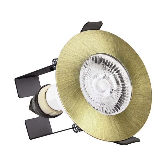 Integral LED Antique Brass Round Fire-Rated Downlight With Insulation Guard