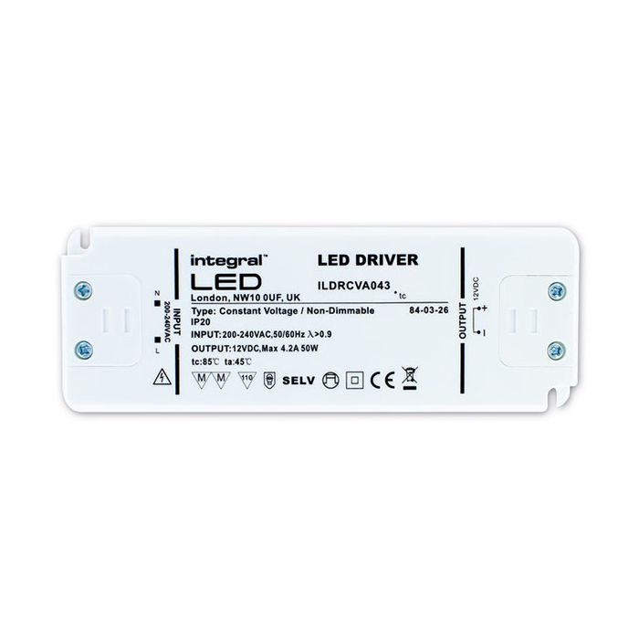 Integral LED ILDRCVA043 Non-Dimmable Constant Voltage LED Strip Driver IP20 50W 4.2A 12V
