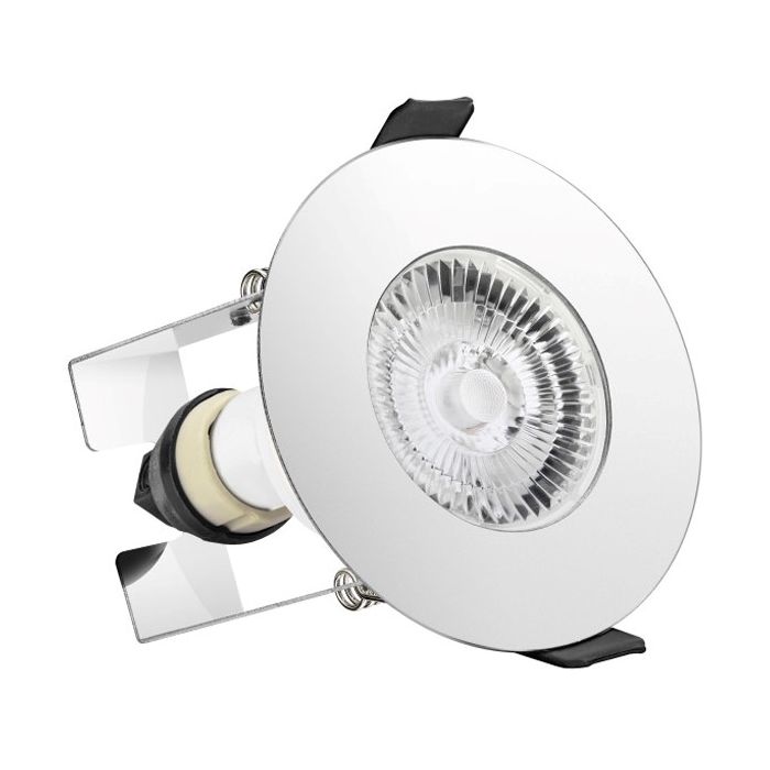 Integral LED Polished Chrome Round Fire-Rated Downlight with Insulation Guard
