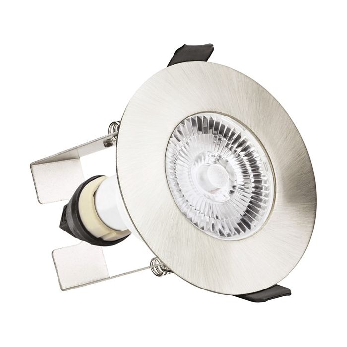 Integral LED Satin Nickel Round Fire-Rated Downlight with Insulation Guard