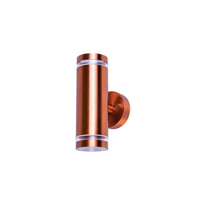 Integral Outdoor Stainless Steel Up And Down Wall Light IP65 2 X GU10 Copper
