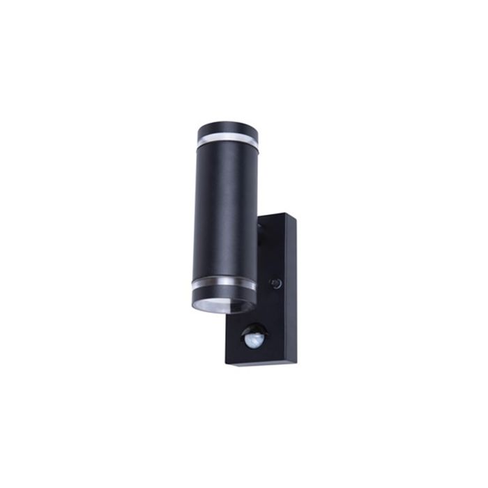 Integral Outdoor Stainless Steel Up And Down Wall Light PIR IP54 2 X GU10 Black